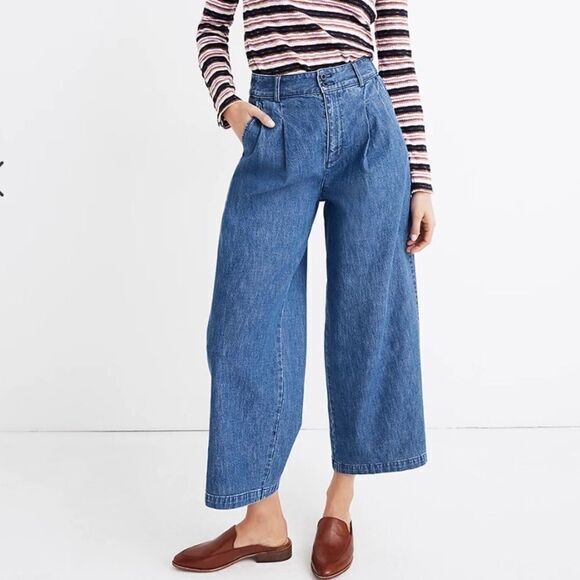 New! Madewell Pleated Wide-Leg Jeans, size 00‎ - Picture 1 of 16